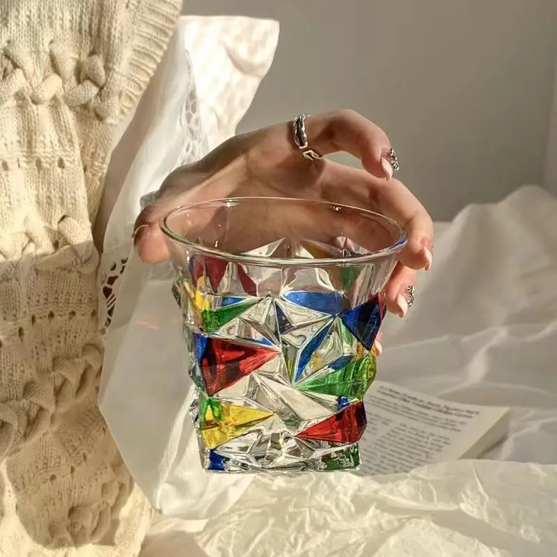 Factory Directly Sale Hot Selling Handmade Colorful Painted Light Luxury Whisky Wine Glass Cup Gift Set