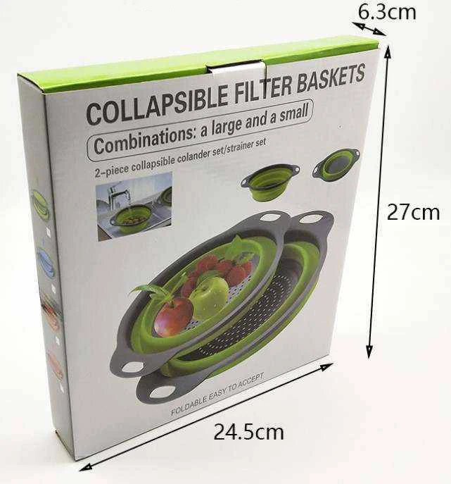 Foldable Silicone Colander Multiple Color Kitchen Fruit Vegetables Washing Basket Collapsible Basket Strainer