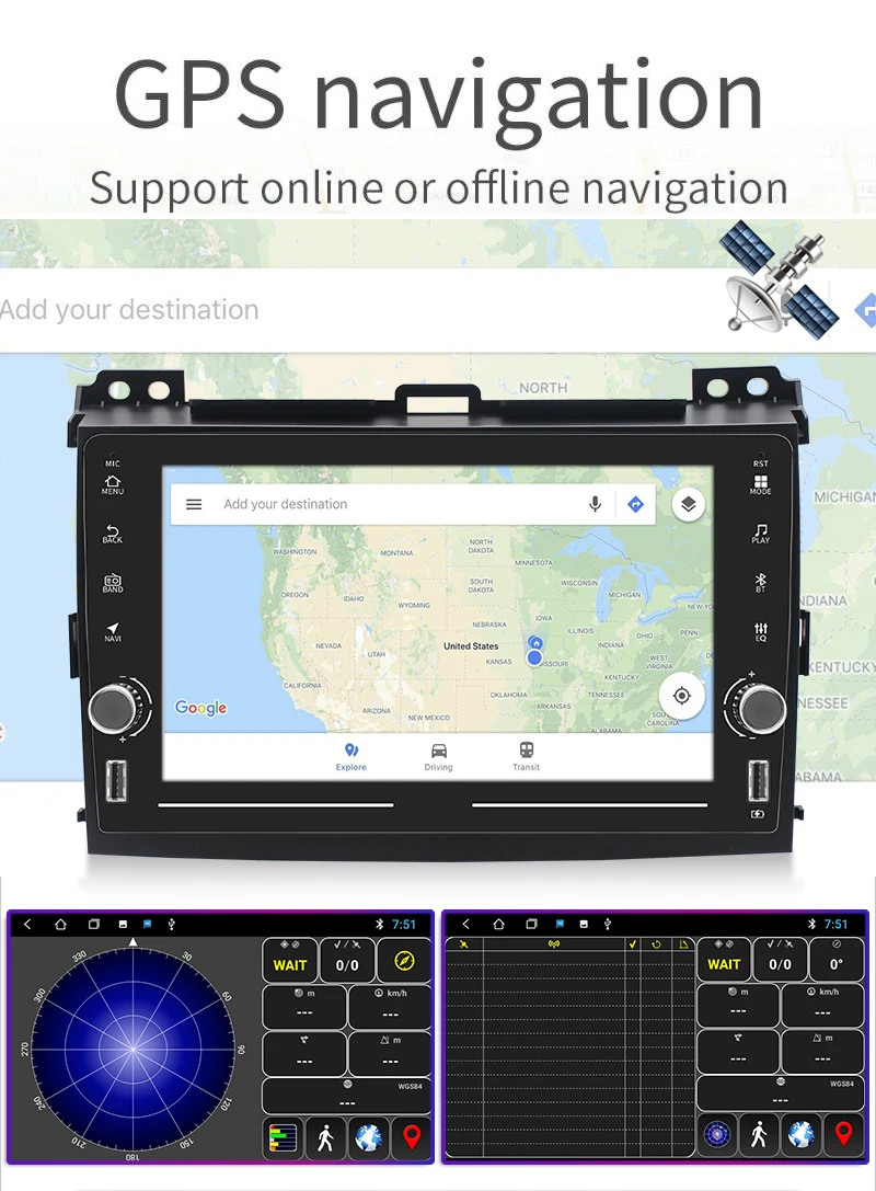Android 11 2.5D touch screen IPS Car DVD Player for Toyota Prado 120 Land Cruiser 2004-2009 WIFI GPS BT Stereo Audio radio
