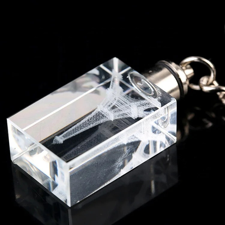 
MH-YS00007 LED crystal keyring personalized engraving crystal keychain 