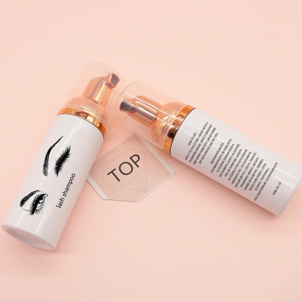 Wholesale vegan Eyelash Extension eyelash foam cleanser Shampoo Eyelash Cleaning Brush private label foam lash cleaner