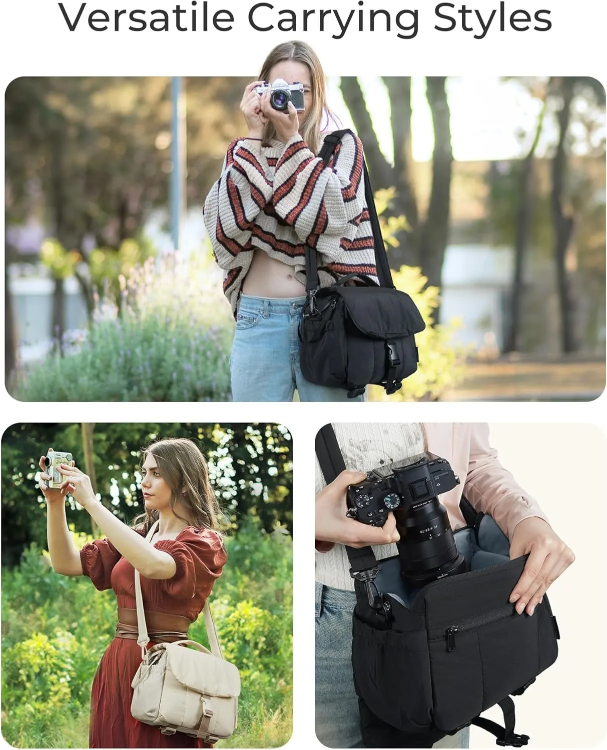 Custom Accessories Ultra-Light DSLR Camera Case Crossbody Camcorder Bags with Rain Cover Nylon Small Camera Bag