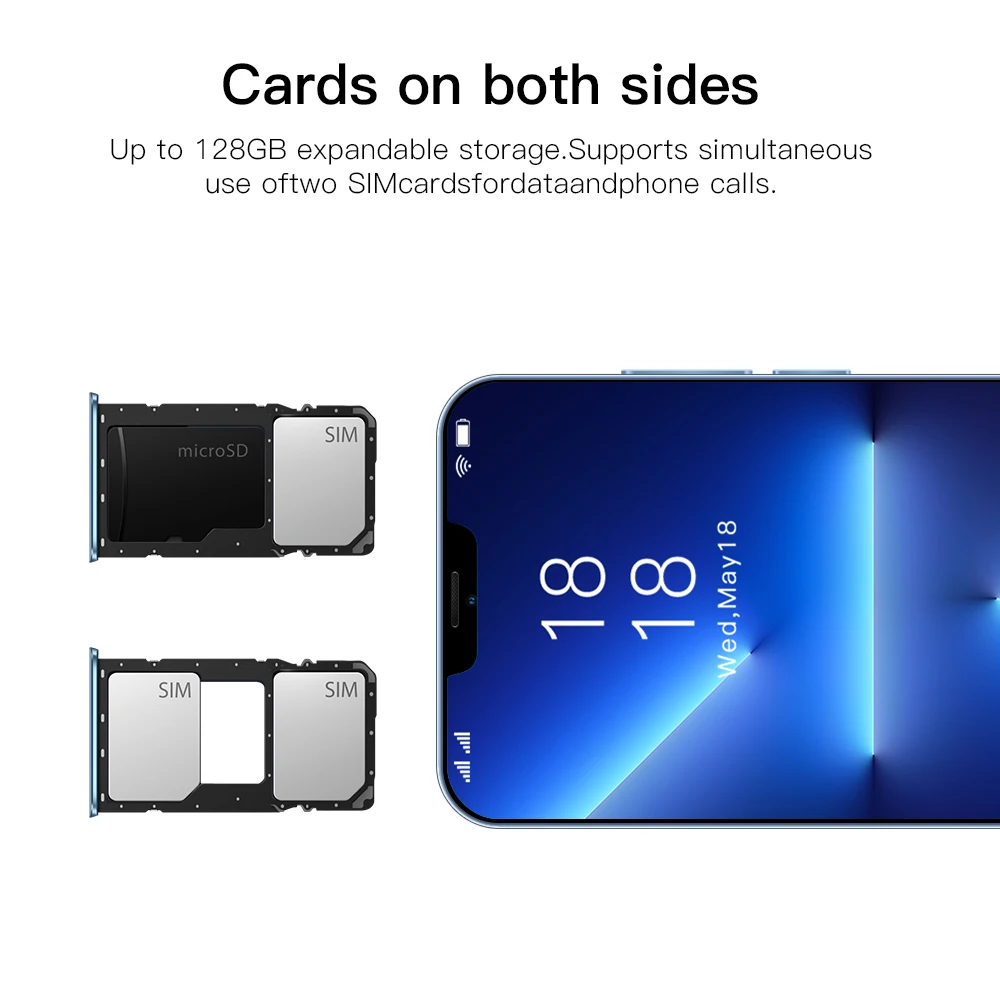 Global Version Smartphones 2021 i13 5.0 inch 512MB+4GB Low Price China Mobile Phones 4G Unlocked Smartphone