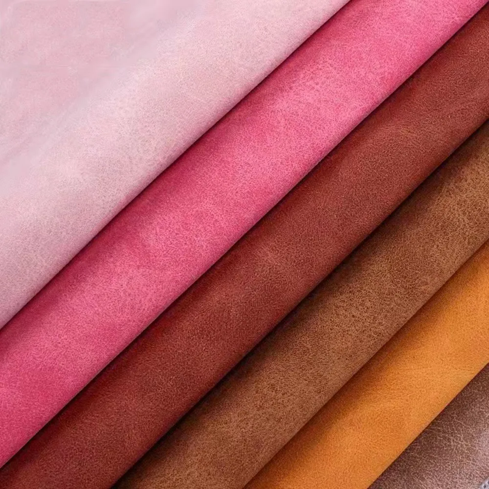 Suede leather H091 Eco-friendly synthetic PU leather double colors durable use for shoes bag ect.