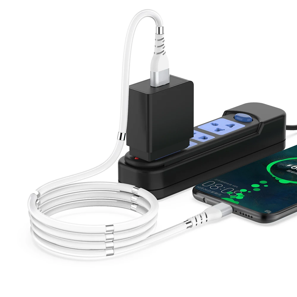 Jianhan Hot sell Portable Easy-coil charging cable Self-Winding magnetic cable For Mobile Micro TYPE C for X 11