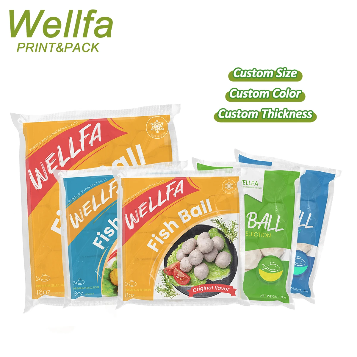 Nylon Lid Film Heat Sealed TOP Printed Sealing Film Seafood Fish Ball Sausage Frozen Meat Packaging Vacuum Bag
