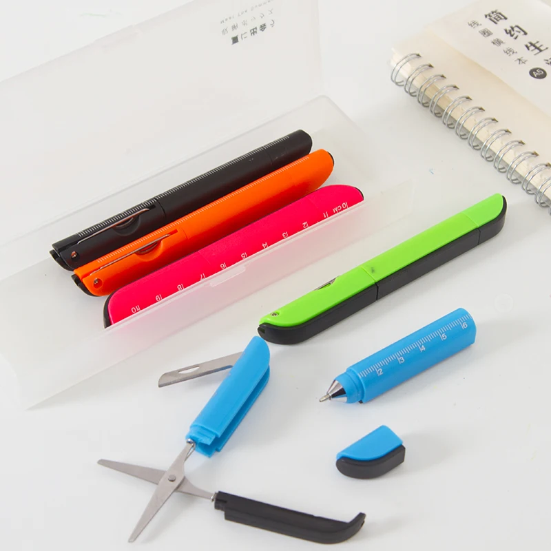 Wholesale 3 in 1 Multi-function pen with knife and scissors  student safe scissors paper cutting art school supply