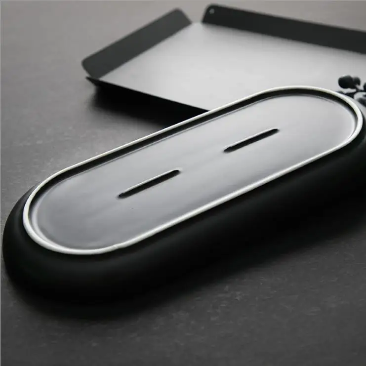 Custom Black round oval Marble Serving Tray/Ceramic  tray/serving tray for Home Hotel Restaurant