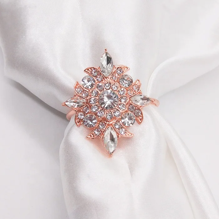 New Arrival Rose Gold Crystal Rhinestone Diamond Napkin Ring