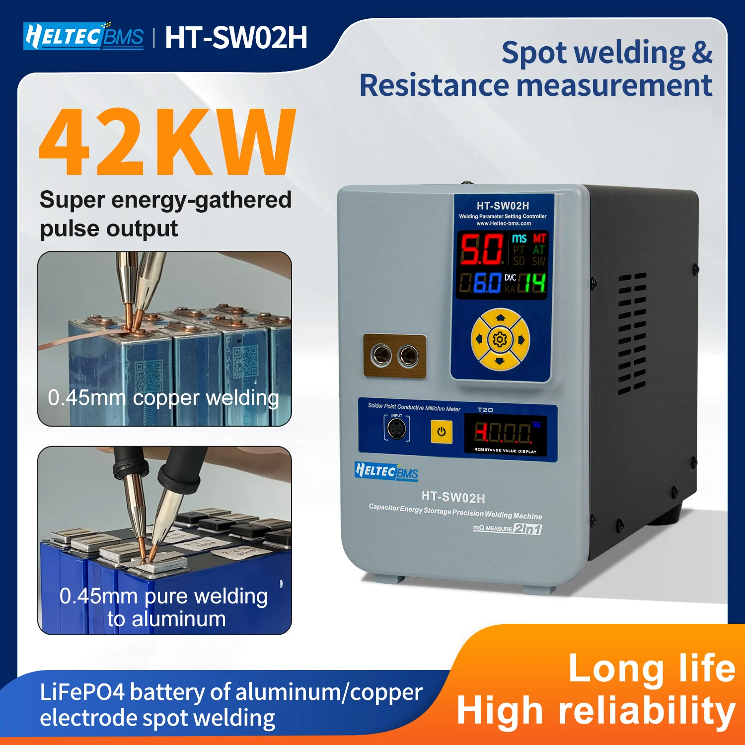 Сварщик HT-SW02H аккумуляторов 42 кВт запас 0 4 мм медная точка сварки 7000 А измеритель сопротивления интеллектуальный точечный сварочный аппарат для хранения энергии