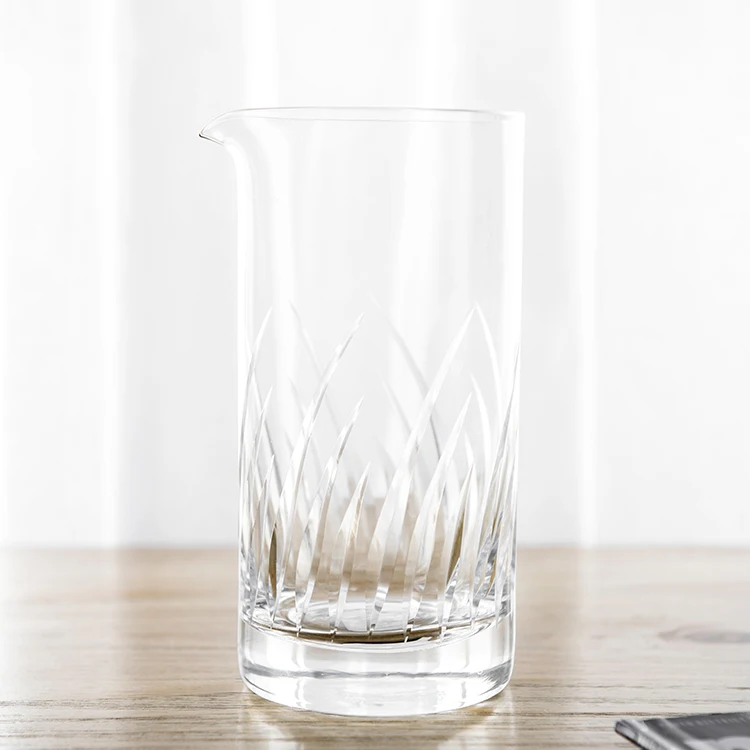 Diamond Thick Sturdy Glass Cut Cocktail Mixing Glass Beaker for Bar Mixing Set