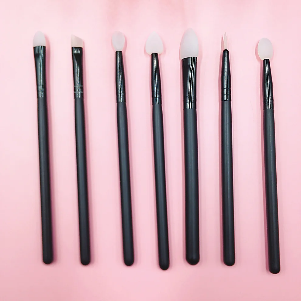 7-Piece Lip Eyeliner Eyebrow Eye Shadow Makeup Brush Set Perfect Silicone Applicator for Cream and Liquid Products