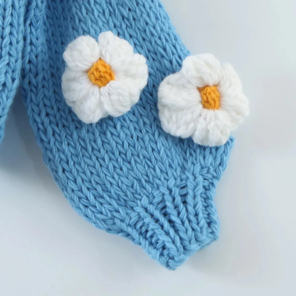 Hand Knit Oversized 3d Cloud Embroidery Casual Cardigan Acrylic Cotton Made Long Sleeve Floral Handmade Women Sweater Winter