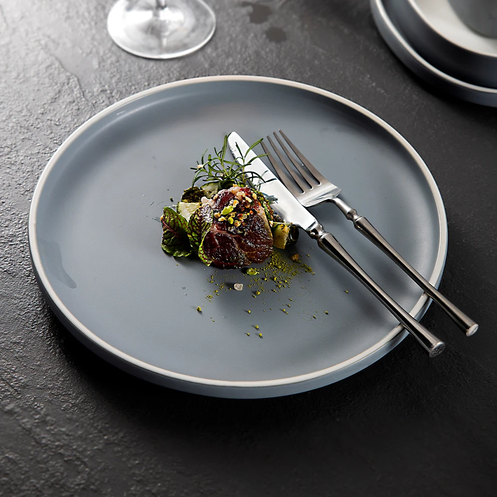 Stoneware Dishes Plate Bowl Crockery Dinnerware Vajjila Geschirr Tableware Teller Set  Grey Nordic  Irregular Ceramic Dinner Set