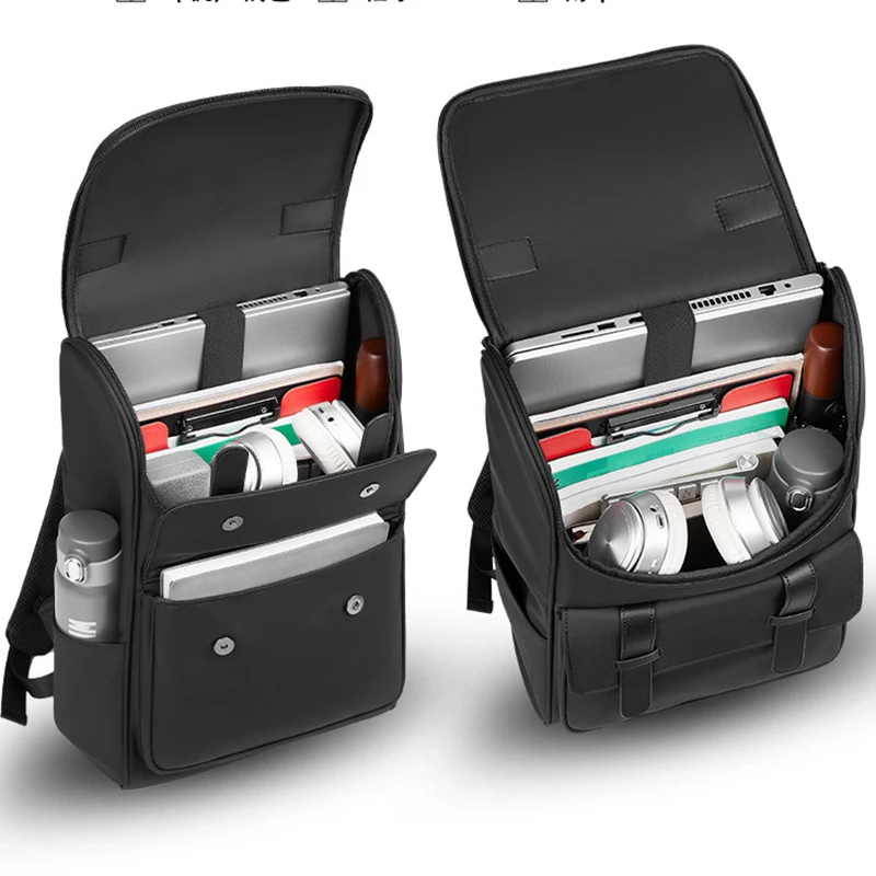 LP081 Fashion Black Men High Quality Pvc Laptop Backpacks Wholesale