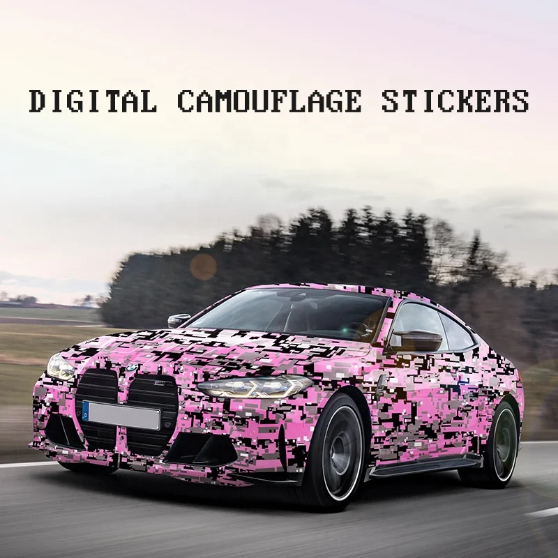 SHANLEY Hot Sale 1.52x10m Film Sticker Pink Camo Film Digital Camo Car Wrap Vinyl Wrap Car Pink Camo