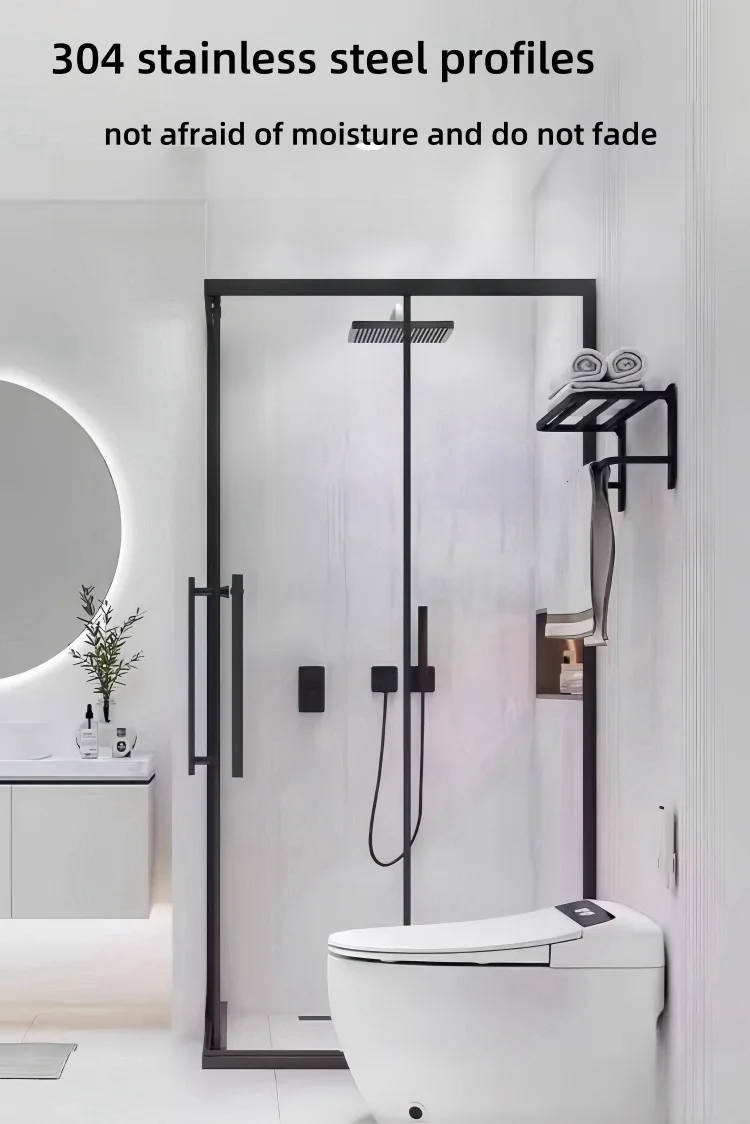 Hot Sale Modern Style Frameless Shower Door China FERS 10mm Thick Tempered Glass Waterproof Extremely Narrow Bathroom Glass Door