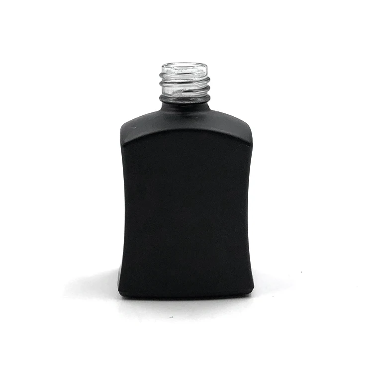 Custom 15ml 15 ml Unique Luxury Square Matte Black Empty UV Gel Glass Nail Polish Bottle with Black Brush Caps in Bulk