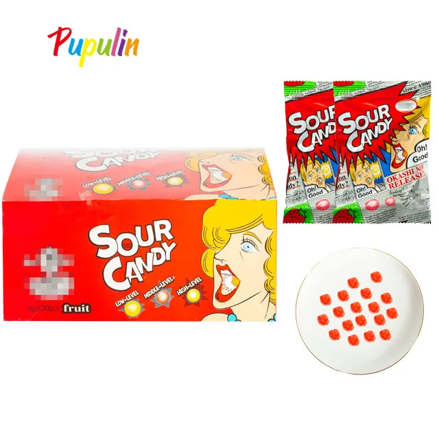 Wholesale Halal super sour hard candy individual packing sweet candy sour Strawberry fruity flavor hard candy