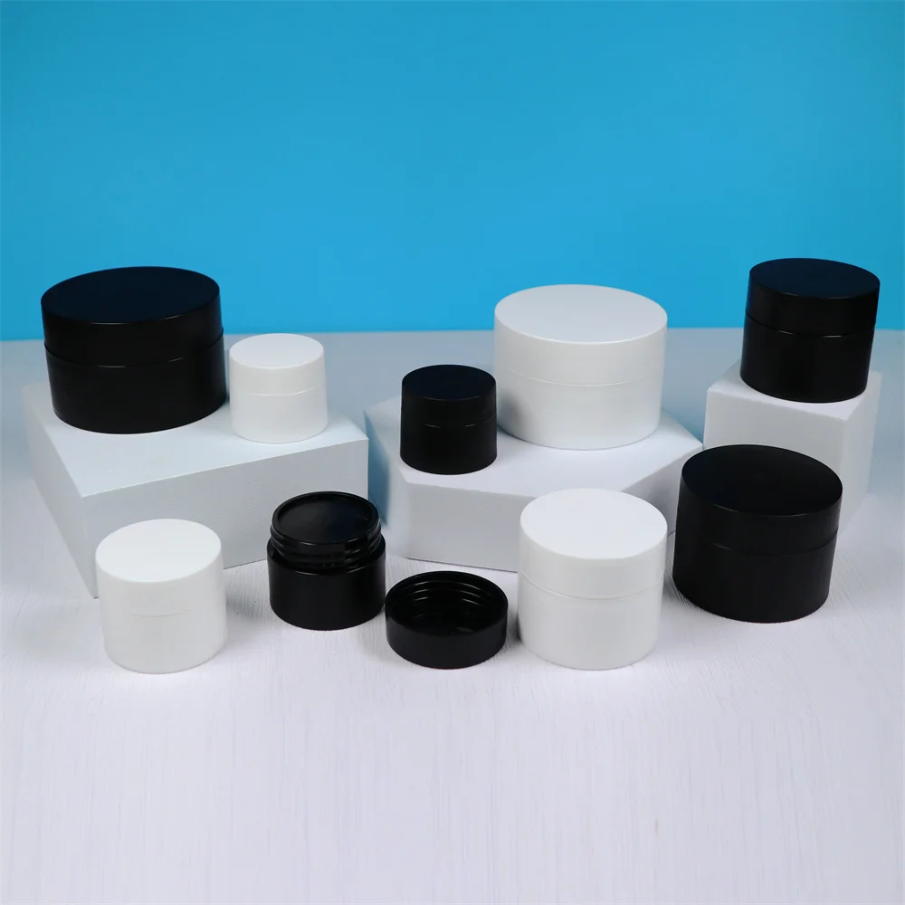 Double wall 5g 10g 15g 20g 30g 50g 100g scrub body butter Face Cream Frosted Lip Balm Container matte black jar pp cosmetic jars