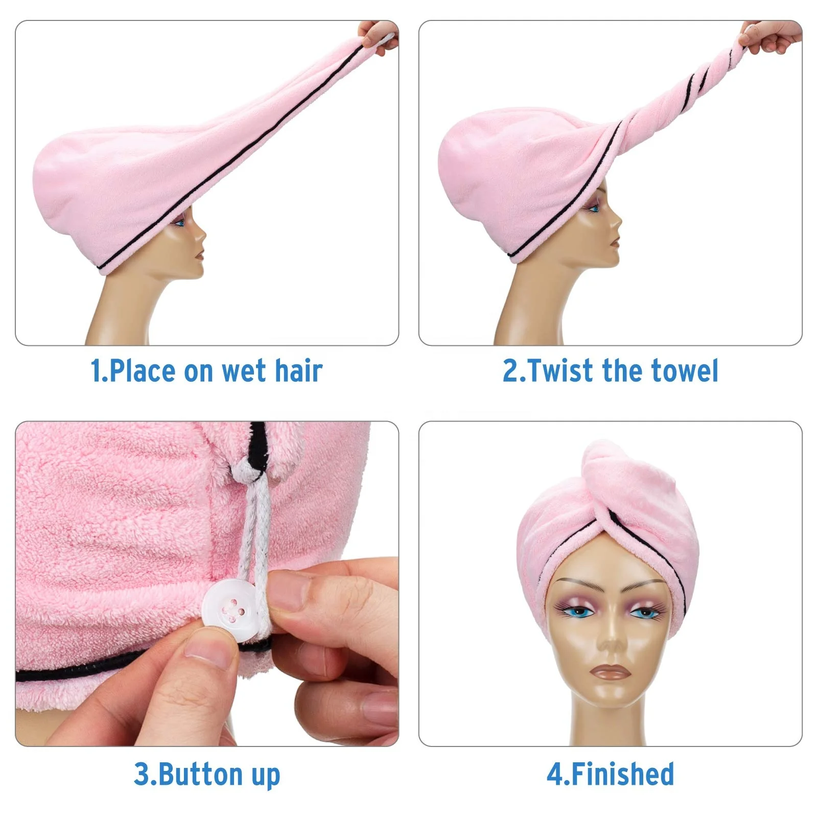 Eastsunshine personalized super absorbent Quick Dry Soft Magic Turban hair towel Custom logo microfiber hair towel wrap