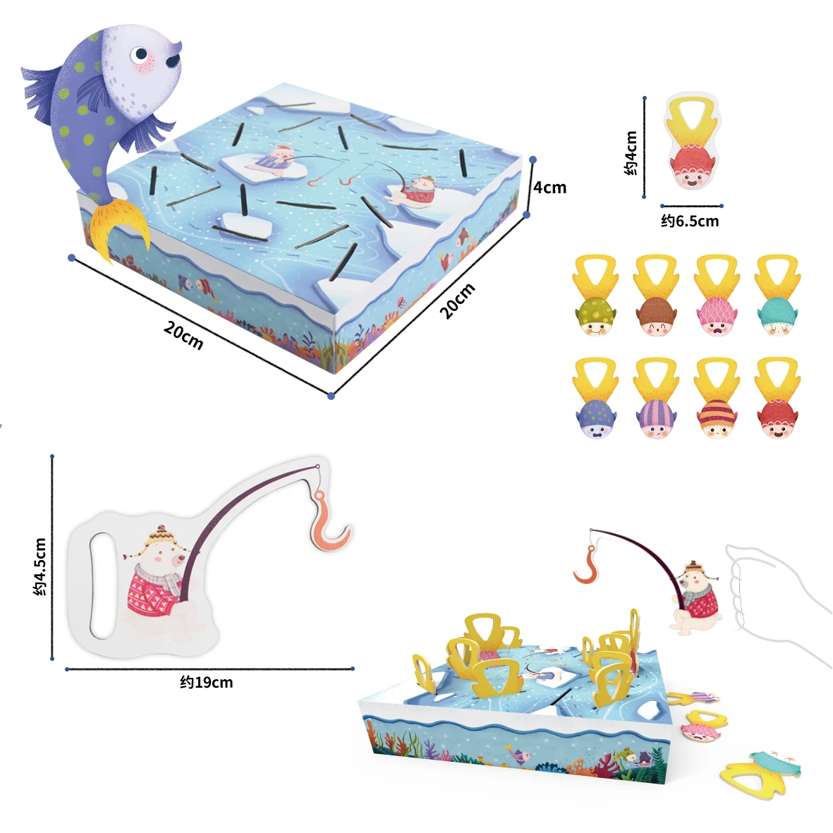 
Manufacturer Customized Educational Instantaneous memory ability fishing Board Game Print eco wooden pieces Custom 
