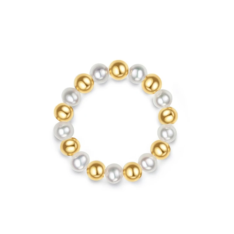 
925 Silver Ring Net Red Fashion Korean Pearl Creative Handmade Jewelry Index Finger Rings Tail Ring Elastic Bead Handpiece 