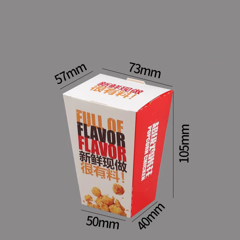 Custom printed popcorn box corrugated black cardboard paper shawarma fried chicken french fries packaging box