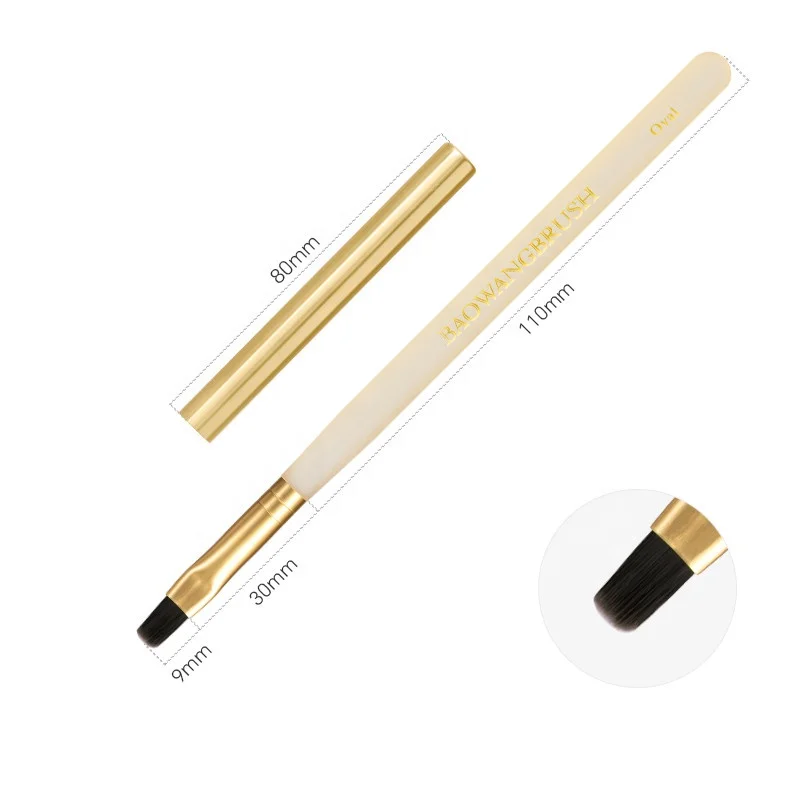 BW55-04 professional gold and pink resin handle private label kolinksy acrylic flat round uv building gel nail brush for nails