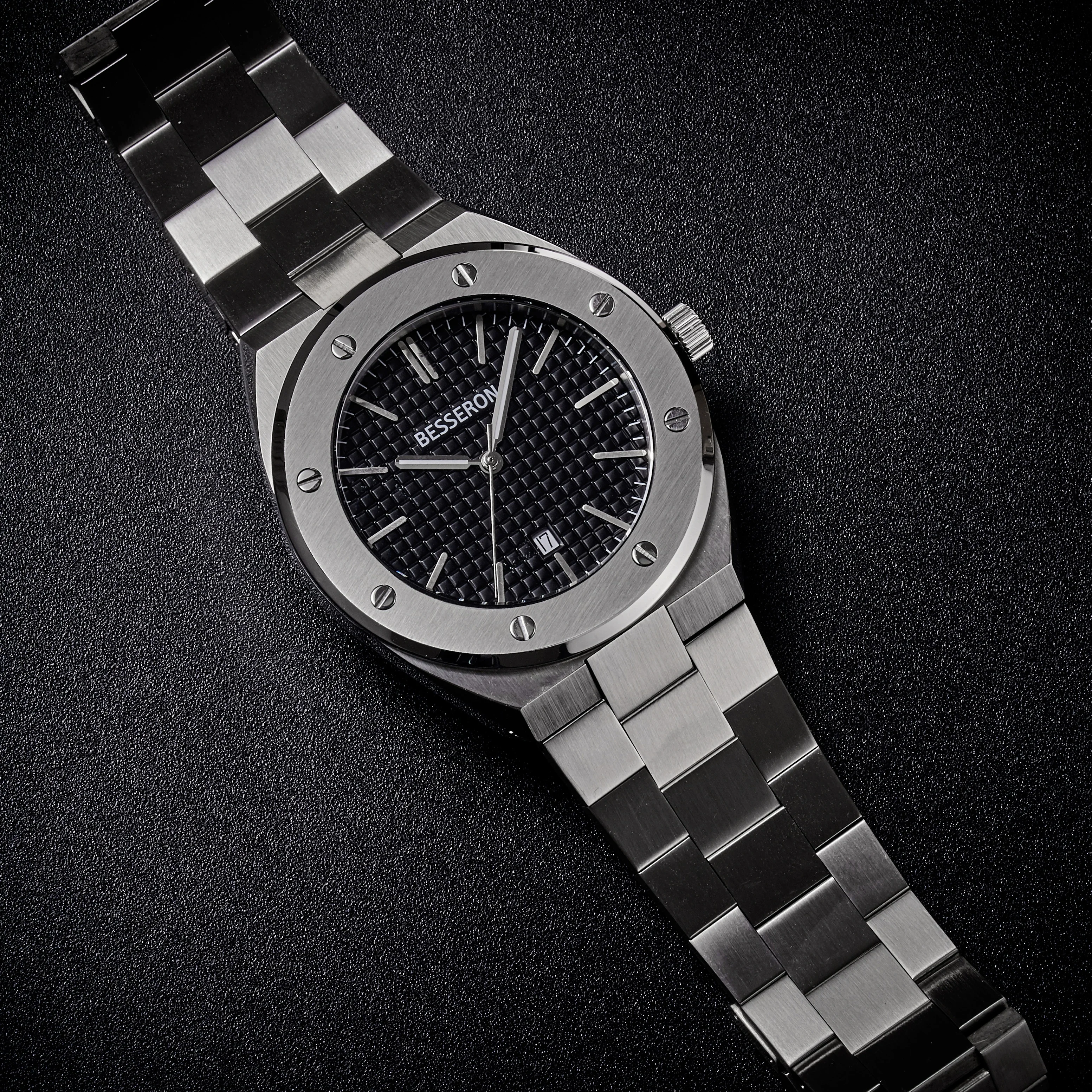 Мужские наручные часы BESSERON полностью прочные из нержавеющей стали 316L с отражающим синим светом брендовые роскошные мужские новинка 2020