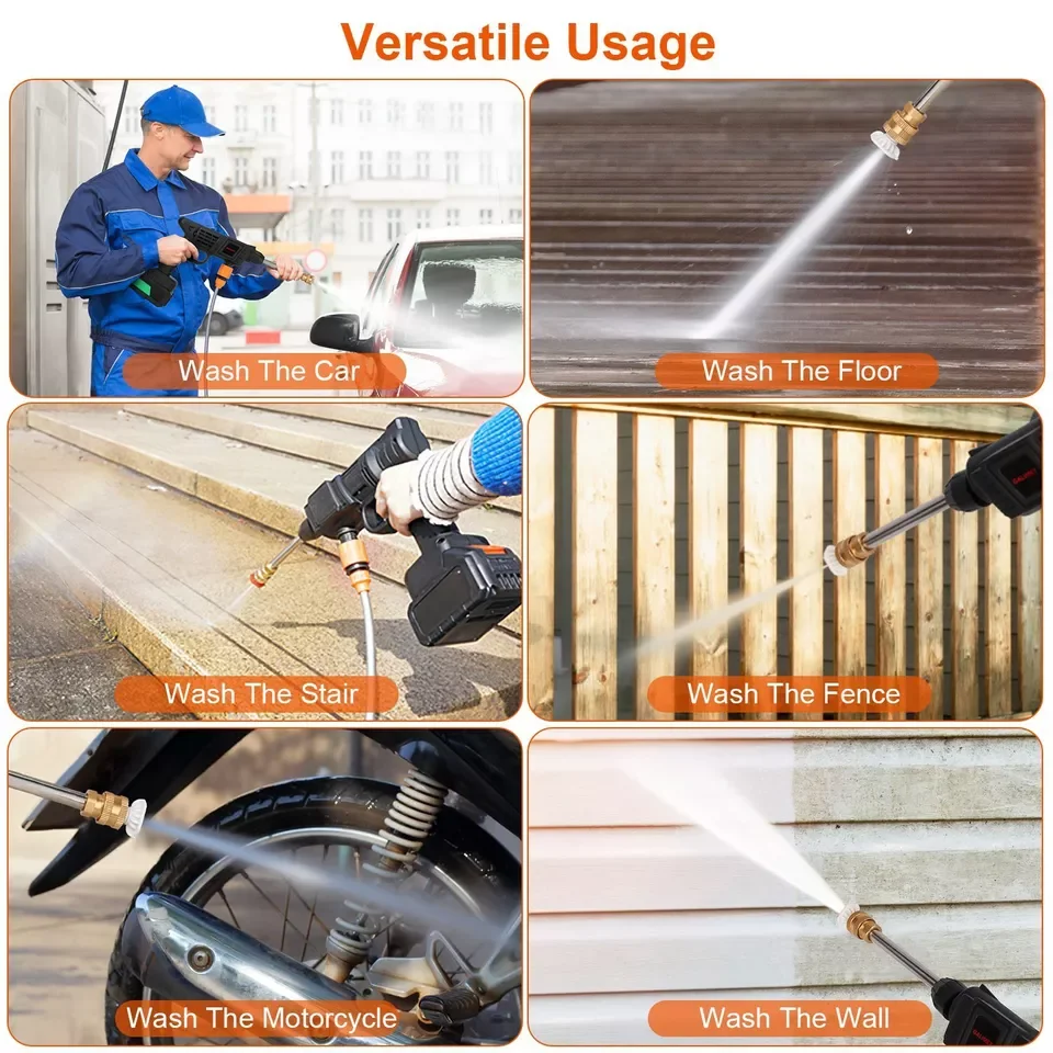 Car Wash Portable Powerful High Pressure 48v Lithium Cordless Wireless Water Jet Foam Gun Car Washer