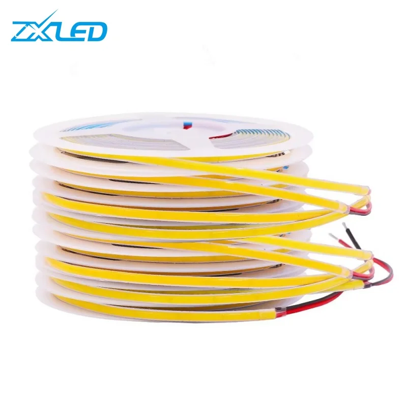 High Quality Super Bright flexible high density cob led strip mini ultra thin 3mm 24v 12v 384D 400D Warm White 6500K 4000K