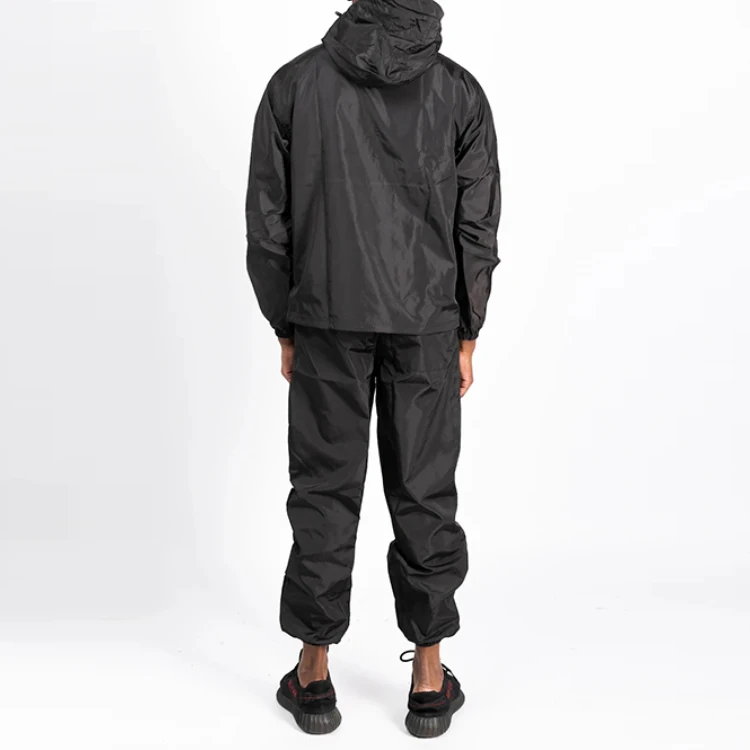 wholesale men designers sweatsuit jogger pants tracksuit custom logo windbreaker nylon plain  two pieces set