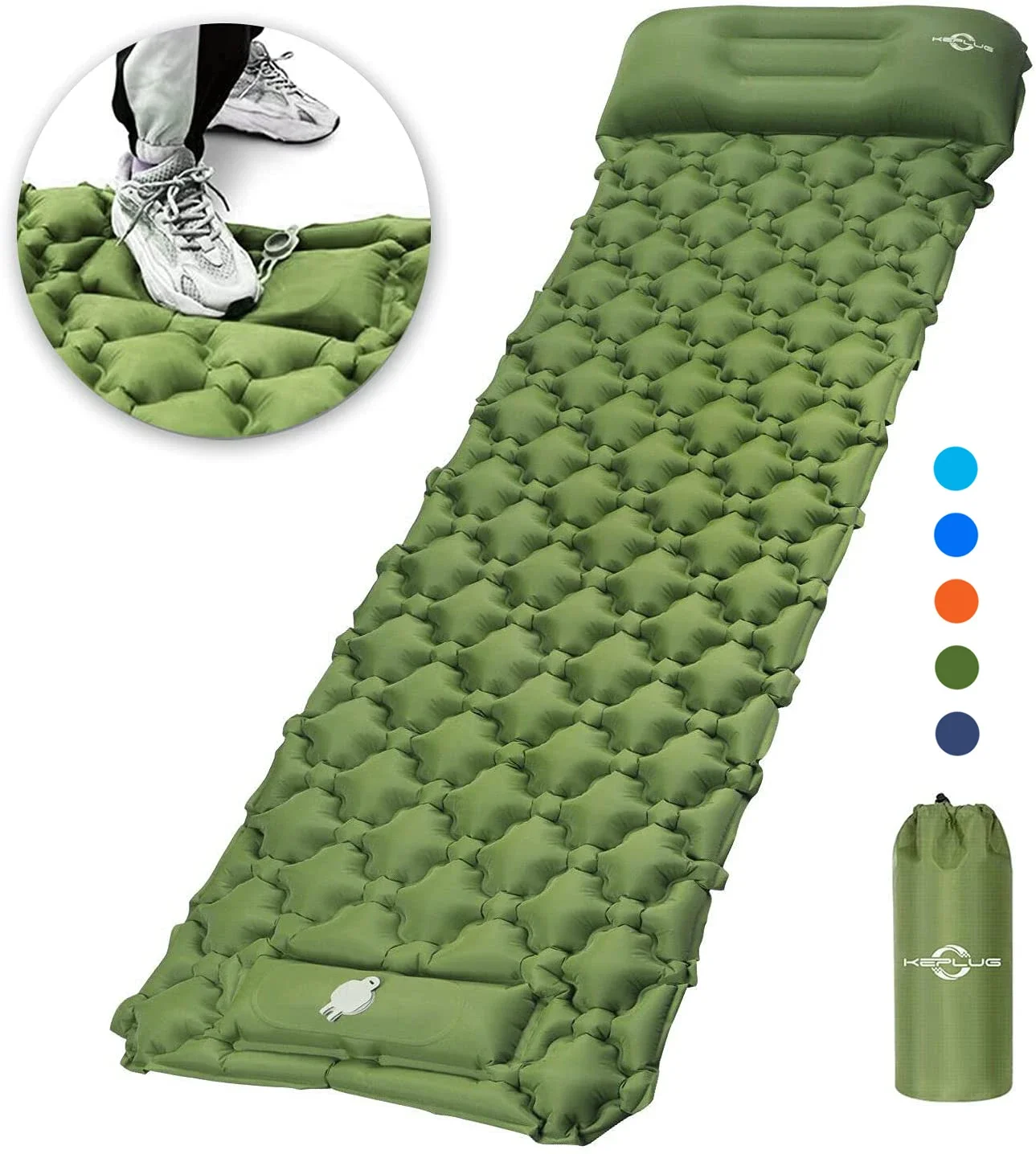 Ultralight Inflatable Camping Sleeping Pad Mat with Built-in Foot Pump, Lightweight Compact Air Mattress Best Sleeping Mat