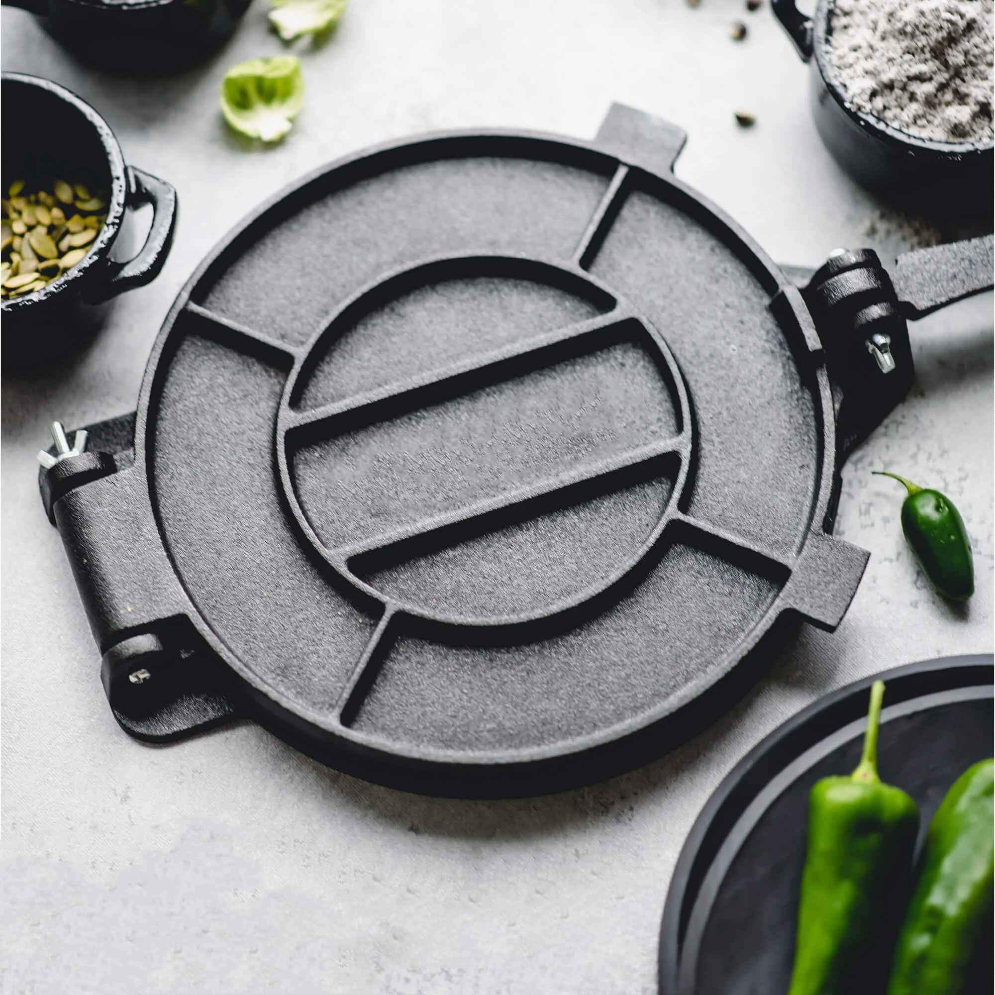 25cm mexican homemade corn pre-seasoned cast iron roti taco tortilla press 10 inch