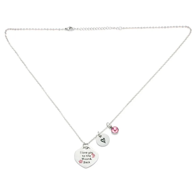 High Quality Titanium Steel Necklace I Love You To The Moon And Back Engraved Necklace