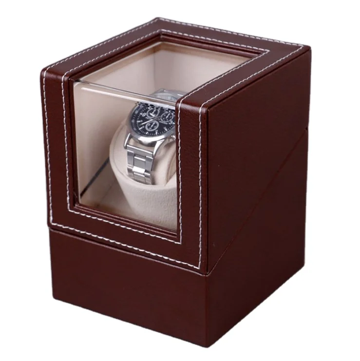 OEM Battery Powered watch box PU Leather Single Automatic Shaker Watch Winder Case Box