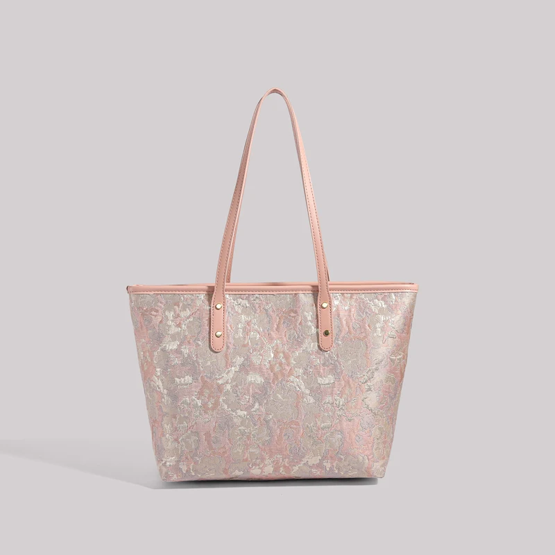 New designer ladies Pink lace flower vase unique handbags luxury leather fashion tote bags handbags for women