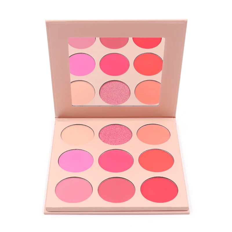 Warehouse Low MOQ 9 Color High Pigment Blush & Pressed Pigment Palette with Private Label