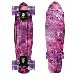 22 inch Cruiser Skateboard Plastic Skate Board Retro Graphic Galaxy Starry Floral Fade Printed Style High Quality Board