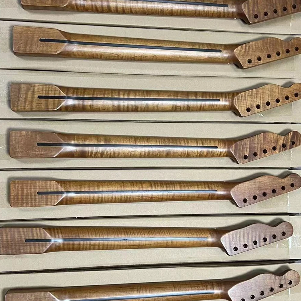 Tiger Flame Maple Roasted Guitar Necks Maple Electric Guitar Neck Customization Roasted Maple Shank Factory Customization