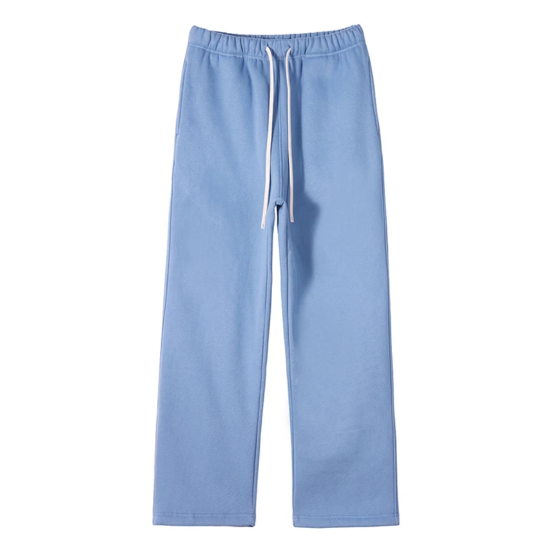 Wholesale Track Pants Warm Cotton Fleeced 350GSM Heavyweight Grey Sweatpants Daily Street Wear Straight Jogger Pants