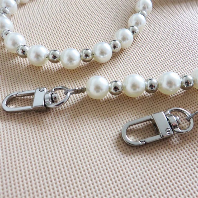120CM DIY Round Imitation Pearl Bead Replacement Chain Strap,Creatiee Handbag Chains Accessories Purse Shoulder Cross Body Strap