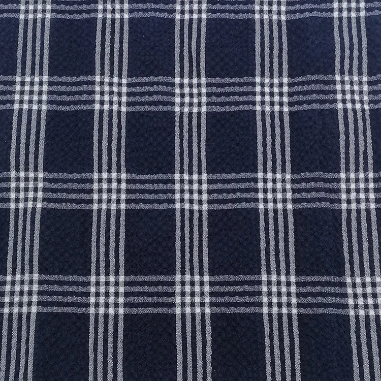 
hot sale SS 98%cotton 2%Spandex yarn dyed woven seersucker fabric for shirts and dress 
