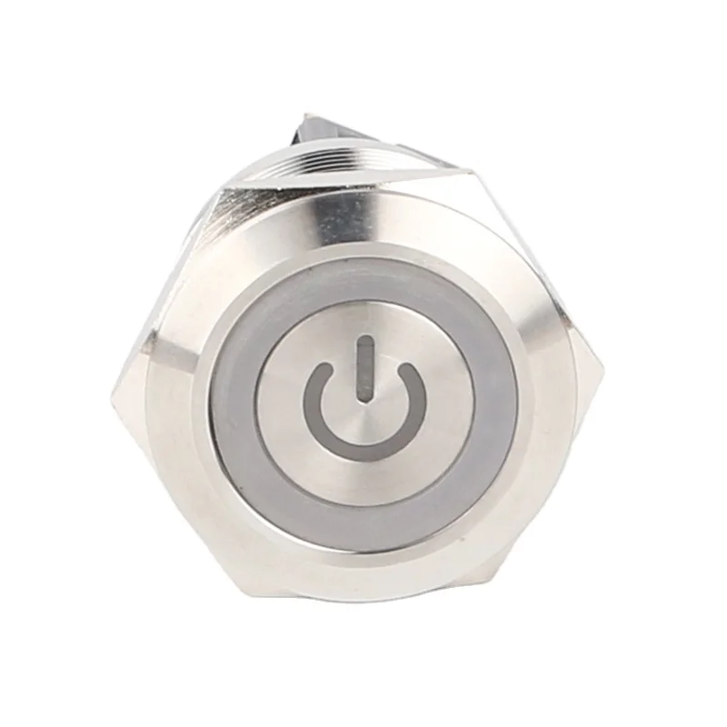 HUSA Factory Supply 24 Volt Push Buttons 25mm Momentary Stainless Steel led indicator lighted Metal Push Button Switch