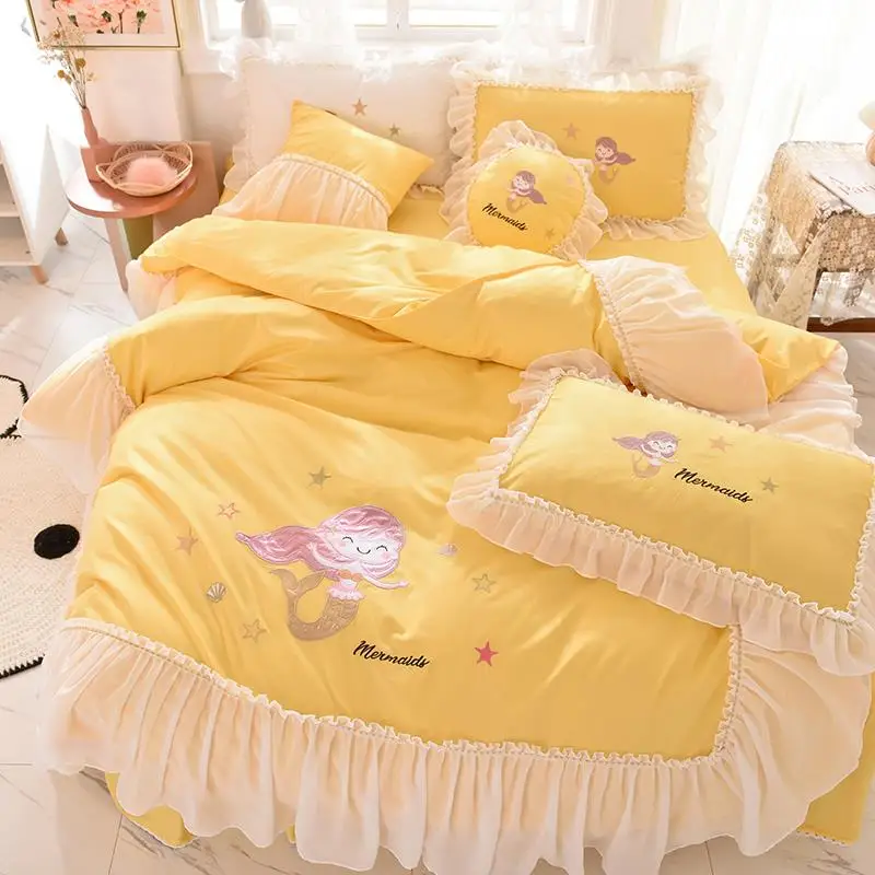 Factory Direct Sale High-quality Cotton Bed Skirt Four-piece Kids Bedding Sets