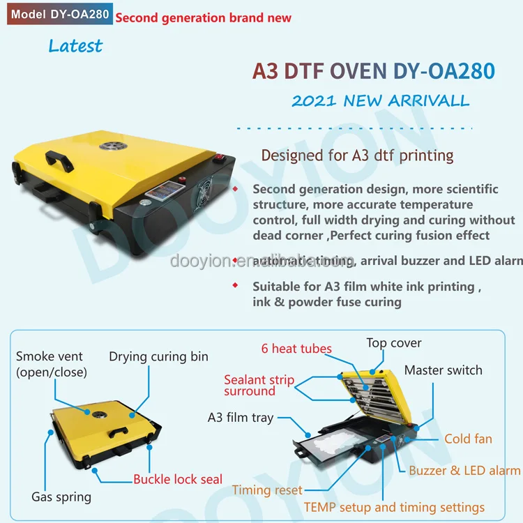 DTF 60CM a2 A3+  L1118/L1800/1390 ink pet film Sheet Oven Dryer hot melt Powder heating DTF A4 A3 A1 drying curing Oven