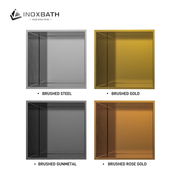 Gunmetal Handmade Wall Insert Waterproof Shower Metal Shelf 304 Stainless Steel Niches