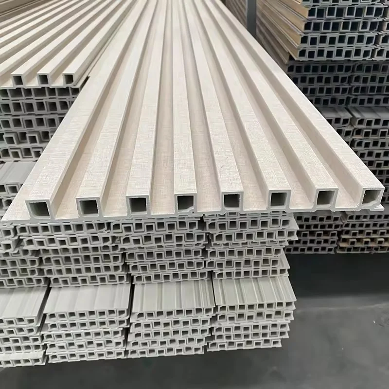 Factory Wholesale Wood Texture  Wood Alternative Panels WPC Fluted Wall Panel 3D  Hot Glue Quadro 4in1 Decorative Wall Cladding