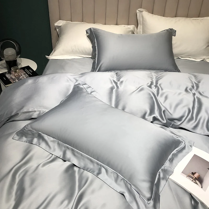 Wholesale light Grey solid plain color 60s lyocell fiber bed linen fabric